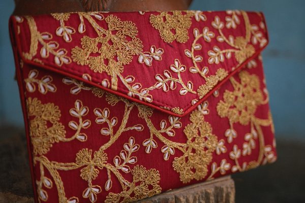 Reddy Red Gujarat Zari Craft Clutches