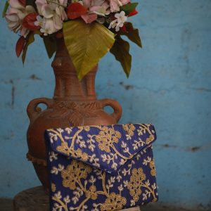 Blue Gujarat Zari Craft Clutches